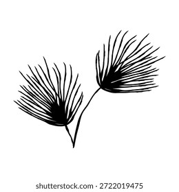 Tufo desenhado à mão pequena de agulhas de pinheiro, sotaque botânico evergreen mínimo perfeito para cartões de inverno, logotipos e padrões.Ilustração vetor