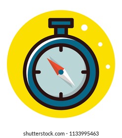 A small hand held timepiece with the top button and needle inside to count fr minute and seconds when button is pressed, stopwatch 