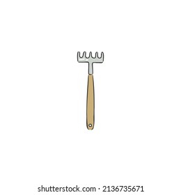 a small hand rake for gardening, vector illustration