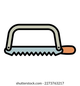 Small hand saw icon outline vector. Work construction. Repair tool