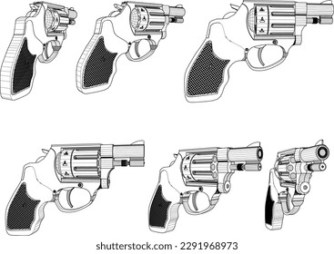 Small handgun firearm illustration vector sketch