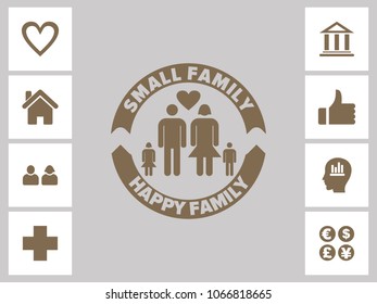 Small & Happy Family Icon With Bonus Icons. Eps-10.