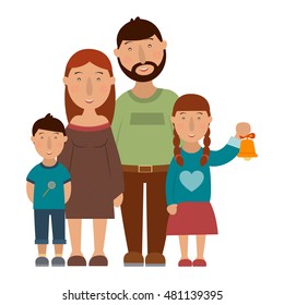 Small Happy Family, Vector Illustration.