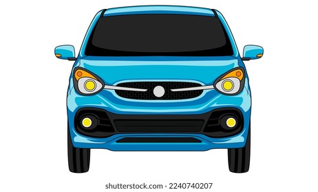 small hatchback car in bright color vector, realistic car flat bright color vector illustration