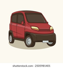 small hatchback car in bright color vector illustration