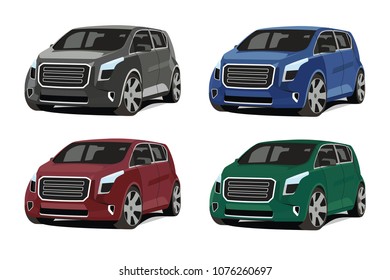 small hatchback different color set