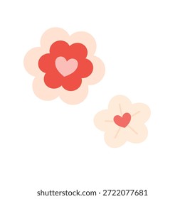 Pequeñas flores de corazón en estilo plano para la decoración de San Valentín. Ideal para fondos románticos, tarjetas de felicitación, pegatinas, diseños de boda y acentos de amor.