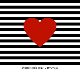 Small heart on striped background.