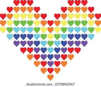 Small heart rainbow color are formed in the shape of a heart. ้heart shape vector illustration.