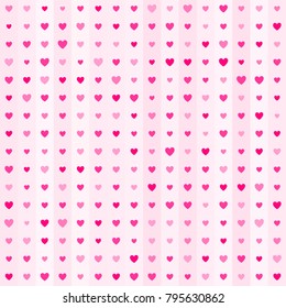 Small heart shapes in different colors for Valentines Day background. Cute little hearts in seamless pattern. Bright pink hearts. Vector seamless pattern. Hearts mosaic.