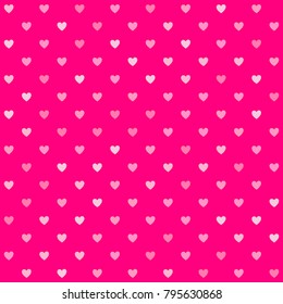 Small heart shapes in different colors for Valentines Day background. Cute little hearts in seamless pattern. Bright pink hearts. Vector seamless pattern. Hearts mosaic.