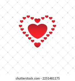 A small heart surrounds a large red heart, Vector illustration