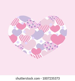 Lot of small hearts inside the big heart