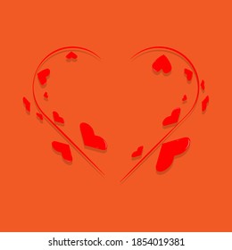Small hearts make up the outline of a big heart