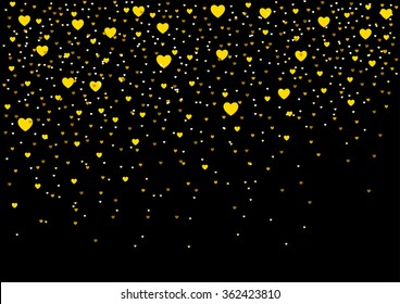 Small hearts on black background