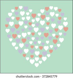 Small hearts on the mint background