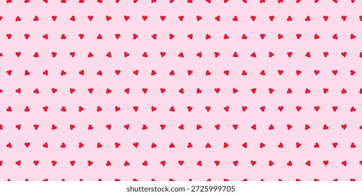 Patrón sin fisuras de lunares rojos de corazones Pequeños. Lindo patrón con corazones al azar para envolver papel, Fondo de pantalla, tela.