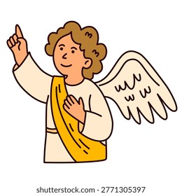 Small heavenly messenger with wings pointing toward the divine sky
