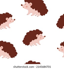Small hedgehogs on white background cartoon vector illustration. 