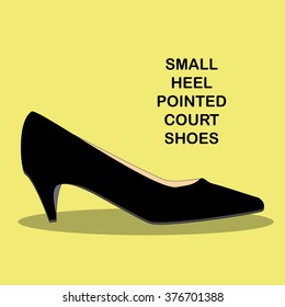 Small heel pointed retro court shoes