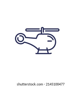 small helicopter line icon on white