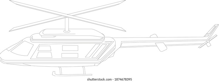 
small helicopter on white sketch 