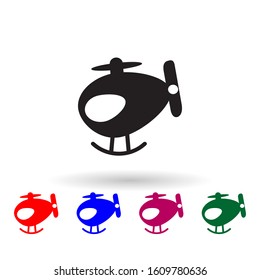 Small helicopter toy multi color icon. Simple glyph, flat vector of toys icons for ui and ux, website or mobile application