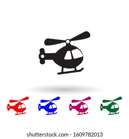 Small helicopter toy multi color icon. Simple glyph, flat vector of toys icons for ui and ux, website or mobile application
