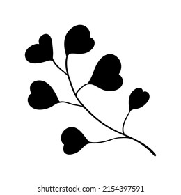 Una pequeña planta herbácea. rama de hierbas forestales con hojas en forma de corazón. De la colección Hierbas y plantas de los bosques tropicales y otros bosques