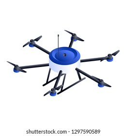 Small hexacopter drone icon. Isometric of small hexacopter drone vector icon for web design isolated on white background