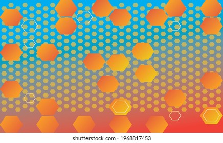 small hexagon on circle dotted background
