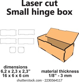 Pequeña plantilla de caja de bisagra de corte láser diseño artesanías de bricolaje