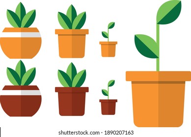 small home green plant interior decorative vector design in two colour shades light and dark green plants 