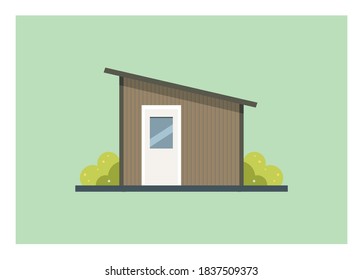 Small home wooden shed building with tin roof. Simple flat illustration.
 svg