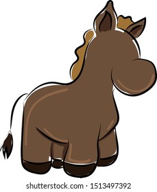 Small horse, illustration, vector on white background.