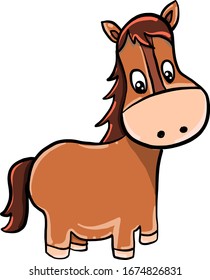 Caballo pequeño, ilustración, vector sobre fondo blanco.