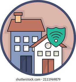 Small Hose warranty coverage Vector Color Icon Design, urban and suburban house Symbol, Real Estate and Property Sign, Apartment and Mortgage Stock illustration, Insured and protected home Concept,  