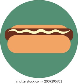 Small hot dog, illustration, vector on a white background.