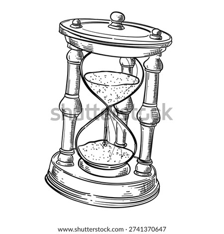 small hourglass sand timer vector line art hand drawn illustration