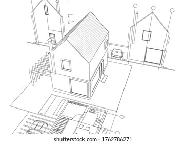 
proyecto arquitectónico casero pequeño bosquejo 3d