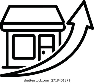 Pequeña casa con flechas que indican el movimiento