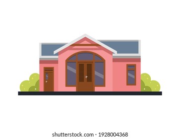 Small house building. Simple flat illustration.