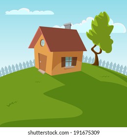 Small house cartoon vector illustration.