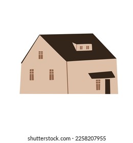 small house clipart, farm landscape illustration, cottage clip art, vector farmhouse background in flat style, nature scenery