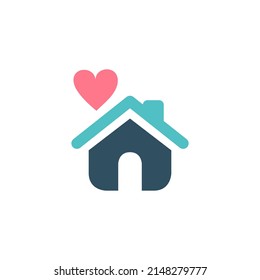 small house and heart vector