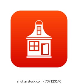 Small house icon digital red for any design isolated on white vector illustration