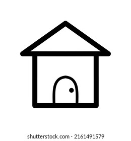 small house icon with one door on white background 