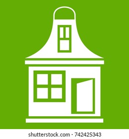 Small house icon white isolated on green background. Vector illustration