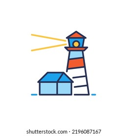 Small House with Lighthouse vector concept colored icon or symbol