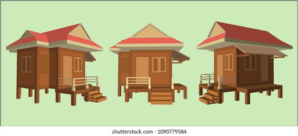 Small House Perspective Vector & Illustration, image 1